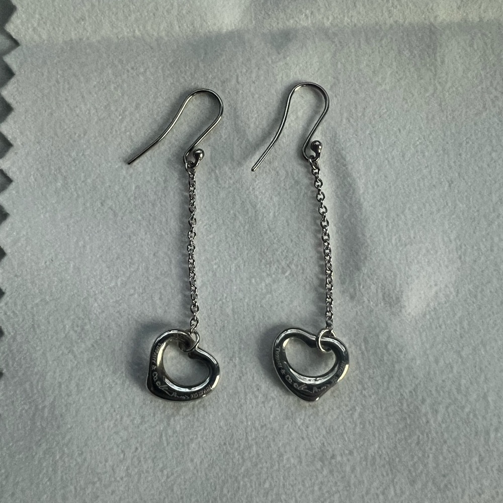 Tiffany & Co. Elsa Peretti Open Heart Drop Earrings in Sterling Silver